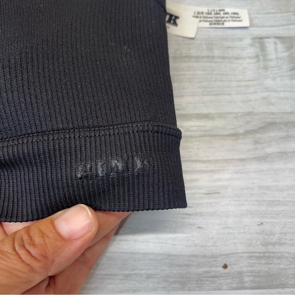 PINK Victoria’s Secret Black Front Zip Sports Bra Racer Open Back Womens size L - Picture 4 of 11